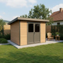 Abri de jardin en bois composite 28mm aspect bois vieilli 9m² PREMIUM toit plat - Woodlife Garden
