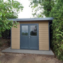 Abri de jardin en bois composite 28mm aspect bois vieilli 9m² PREMIUM toit plat - Woodlife Garden