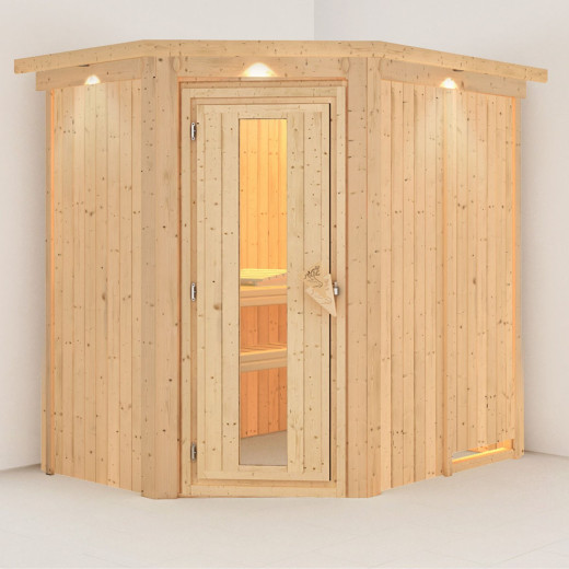 Sauna traditionnel d’angle Saja Plug &Play - 3 à 4 places 68mm KARIBU