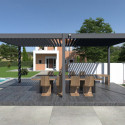 Pergola bioclimatique autoportante en alu anthracite 3x6m Ombrea