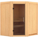 Sauna traditionnel d'angle TAURIN 2 à 3 places 68mm sans couronne - avec porte moderne KARIBU