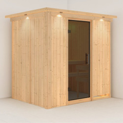 Sauna traditionnel BODIN 1 à 2 places 68mm avec couronne et porte moderne KARIBU