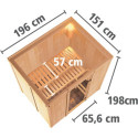Sauna traditionnel BODIN 1 à 2 places 68mm avec couronne et porte moderne KARIBU