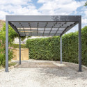 Carport double pente LIBECCIO 16m² en alu anthracite et polycarbonate – Trigano jardin