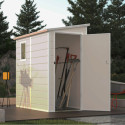 Abri de jardin adossé en résine beige 2,09m² + kit de fondation - JOBU