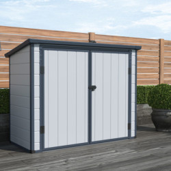 Coffre de jardin en résine - cache poubelles gris clair 1,79m² JOBU