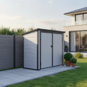 Coffre de jardin en résine - cache poubelles gris clair 1,79m² JOBU