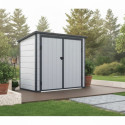 Coffre de jardin en résine - cache poubelles gris clair 1,79m² JOBU
