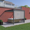 Pergola bioclimatique adossée en alu anthracite 3x3m Ombrea
