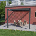 Pergola bioclimatique adossée en alu anthracite 3x3m Ombrea