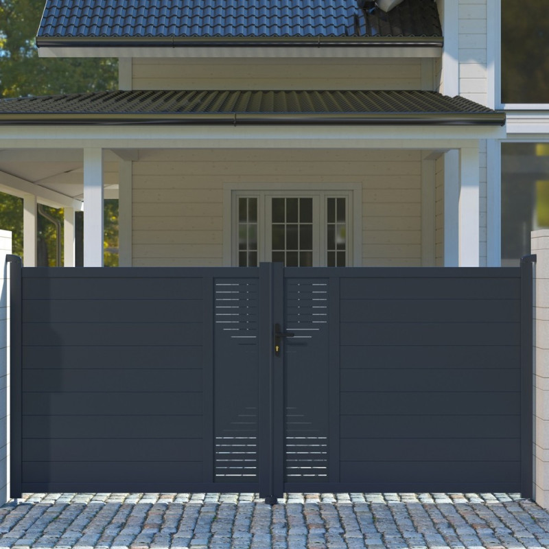 Portail battant en aluminium 300x158cm FANCY G X-Métal