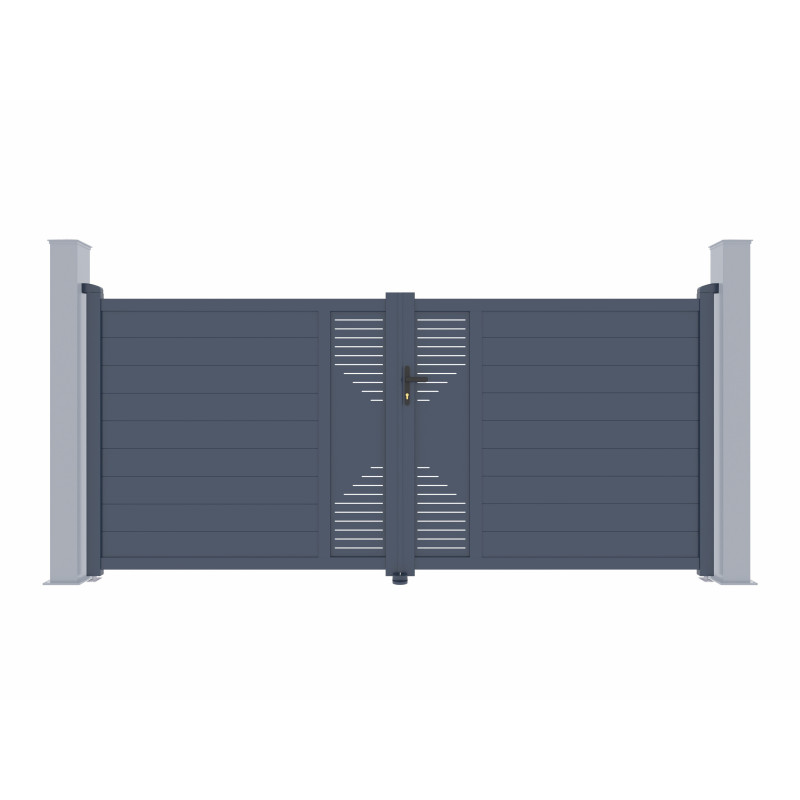 Portail battant en aluminium 300x173cm FANCY G X-Métal