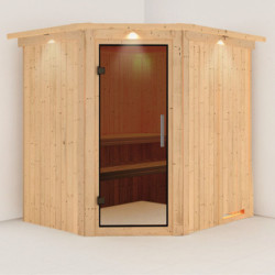 Sauna traditionnel d’angle Lilja Plug &Play - 4 à 6 places 68mm KARIBU