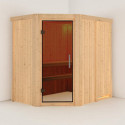 Sauna traditionnel d'angle CARIN 4 à 5 places 68mm sans couronne - avec porte moderne KARIBU