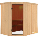 Sauna traditionnel d'angle CARIN 4 à 5 places 68mm sans couronne - avec porte moderne KARIBU