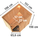 Sauna traditionnel d'angle CARIN 4 à 5 places 68mm sans couronne - avec porte moderne KARIBU