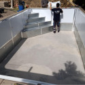 Escalier d'angle pour piscine en béton rectangulaire Naturalis hauteur 128cm