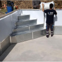 Escalier d'angle pour piscine en béton rectangulaire Naturalis hauteur 128cm