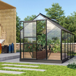 Serre de jardin en alu noir et verre de sécurité 3mm - Venus 6200 - Vitavia