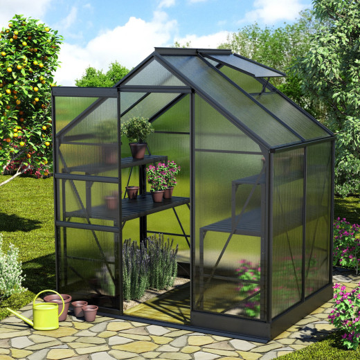 Serre de jardin en alu noir et polycarbonate 6mm - Apollo 2500 - Vitavia