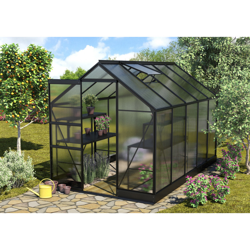 Serre de jardin en alu noir et polycarbonate 4mm - Apollo 6200 Vitavia