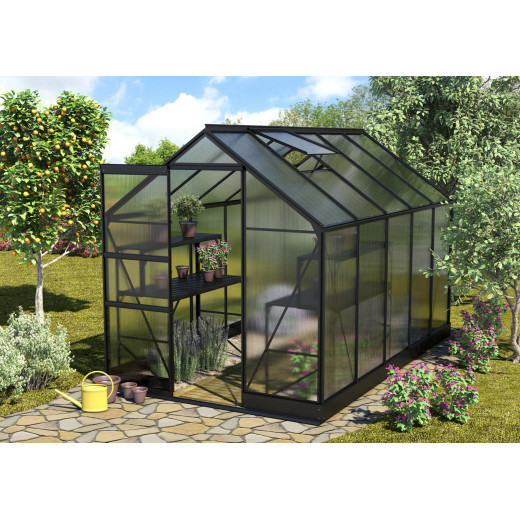 Serre de jardin en alu noir et polycarbonate 6mm - Apollo 6200 - Vitavia