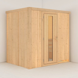 Sauna traditionnel BODIN 1 à 2 places 68mm sans couronne - avec porte à économie d'énergie KARIBU