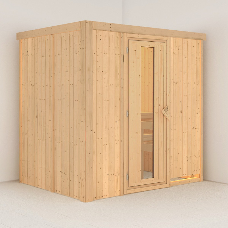 Sauna traditionnel BODIN 1 à 2 places 68mm sans couronne - avec porte à économie d'énergie KARIBU
