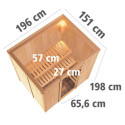Sauna traditionnel BODIN 1 à 2 places 68mm sans couronne - avec porte à économie d'énergie KARIBU