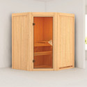 Sauna traditionnel d'angle TAURIN 2 à 3 places 68mm avec couronne et porte à économie d'énergie KARIBU