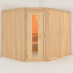 Sauna traditionnel d'angle MALIN 5 à 6 places 68mm KARIBU