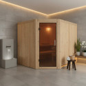 Sauna traditionnel d'angle MALIN 5 à 6 places 68mm KARIBU