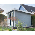 Abri de jardin en bois composite 28mm gris clair 9m² PREMIUM toit plat - Woodlife Garden
