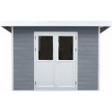 Abri de jardin en bois composite 28mm gris clair 9m² PREMIUM toit plat - Woodlife Garden
