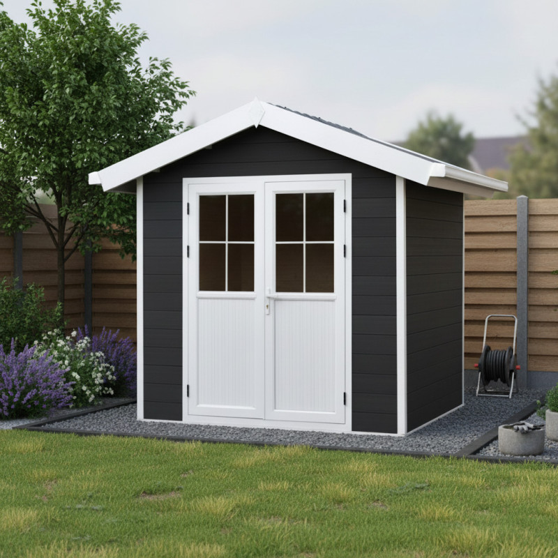 Abri de jardin en bois composite 28mm anthracite 4,77m² PREMIUM - Woodlife Garden