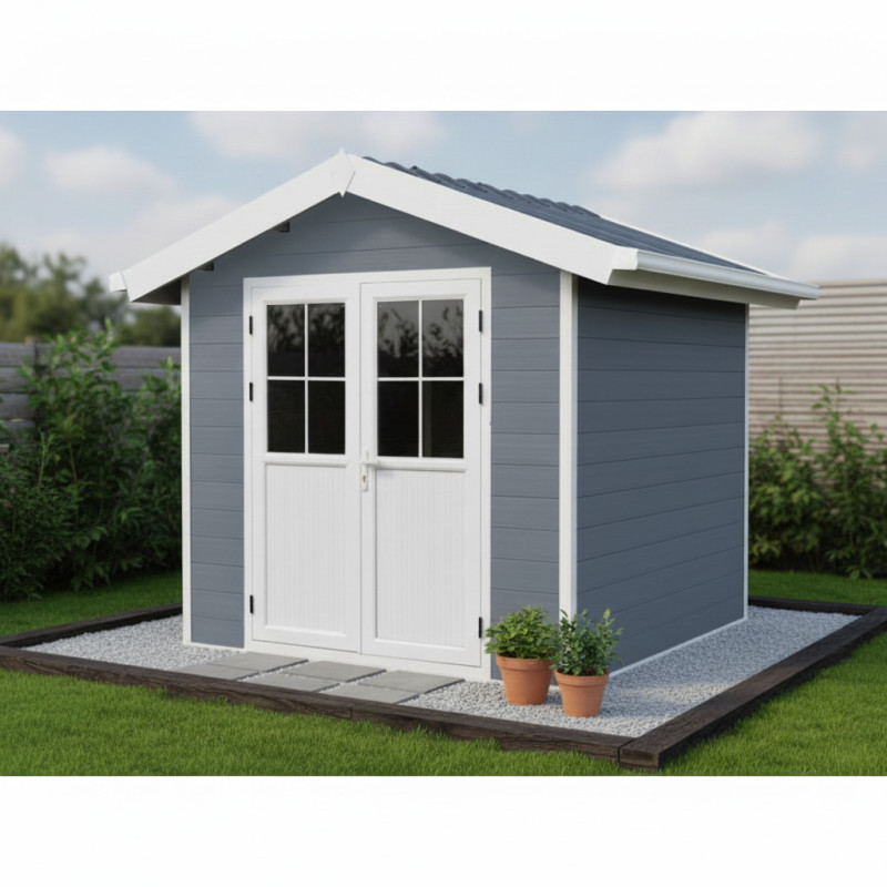 Abri de jardin en bois composite 28mm gris clair 4,77m² PREMIUM - Woodlife Garden
