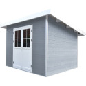 Abri de jardin en bois composite 28mm gris clair 4,41m² PREMIUM toit plat - Woodlife Garden
