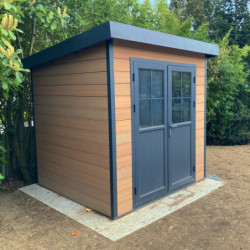 Abri de jardin en bois composite 28mm aspect bois 4,41m² PREMIUM toit plat - Woodlife Garden