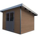 Abri de jardin en bois composite 28mm aspect bois 4,41m² PREMIUM toit plat - Woodlife Garden