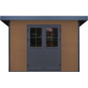 Abri de jardin en bois composite 28mm aspect bois 4,41m² PREMIUM toit plat - Woodlife Garden