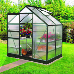 Serre de jardin en alu vert émeraude et polycarbonate 4mm - Venus 2500 Vitavia