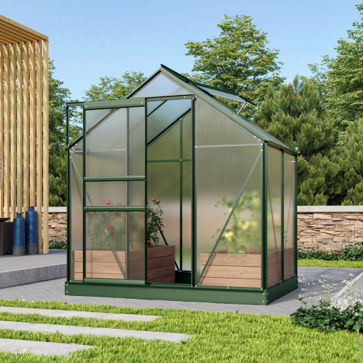 Serre de jardin en alu vert et polycarbonate 6mm - Venus 2500 - Vitavia