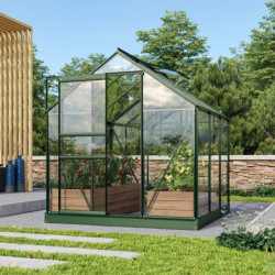 Serre de jardin en alu vert et verre de sécurité 3mm - Venus 3800 - Vitavia