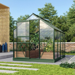 Serre de jardin en alu vert et verre de sécurité 3mm - Venus 5000 - Vitavia