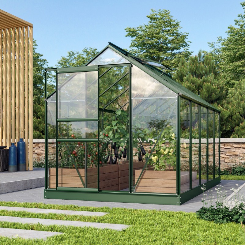 Serre de jardin en alu vert et verre 3mm - Venus 6200 - Vitavia