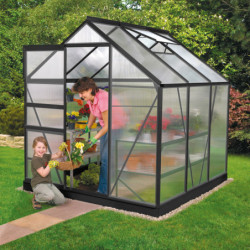 Serre de jardin en alu noir et polycarbonate 4mm - Venus 3800 - Vitavia