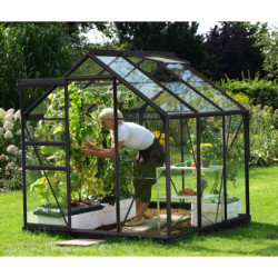Serre de jardin en alu noir et verre 3mm - Venus 3800 - Vitavia