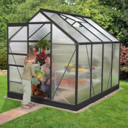 Serre de jardin en alu noir et polycarbonate 6mm - Venus 5000 - Vitavia