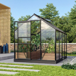 Serre de jardin en alu noir et verre de 3mm - Venus 5000 - Vitavia