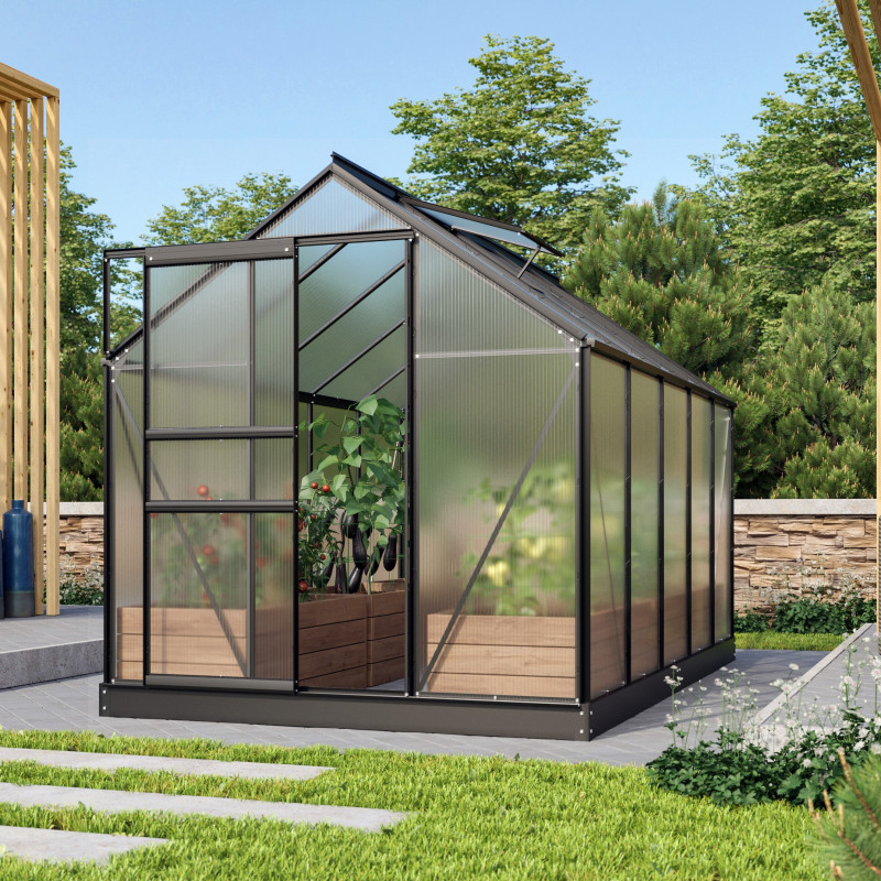 Serre de jardin en alu noir polycarbonate 4mm - Venus 6200 - Vitavia